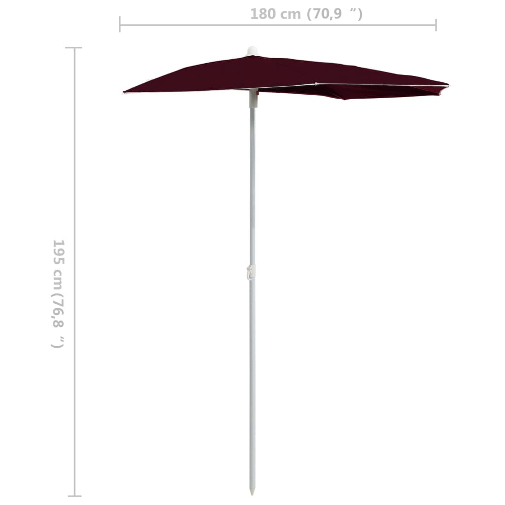 Parasol half met paal 180x90 cm