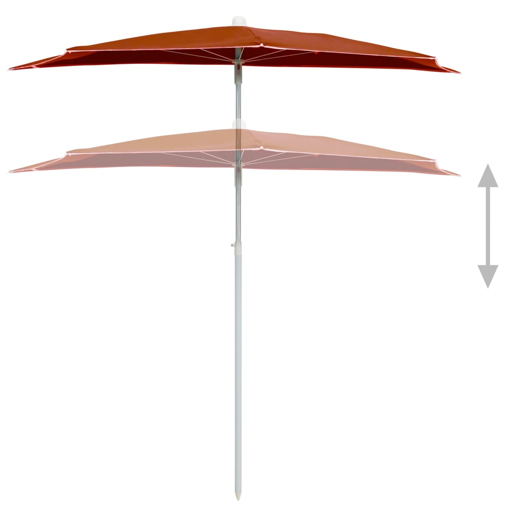 Parasol half met paal 180x90 cm