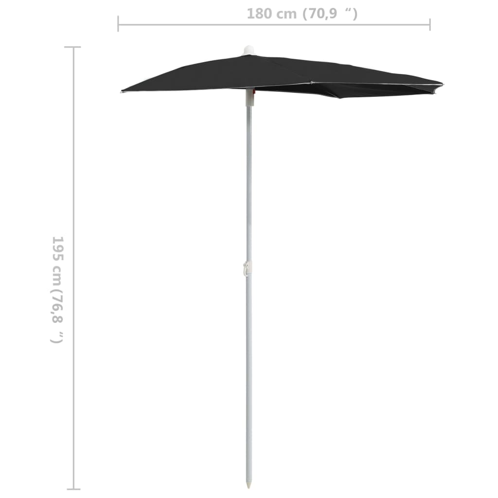 Parasol half met paal 180x90 cm