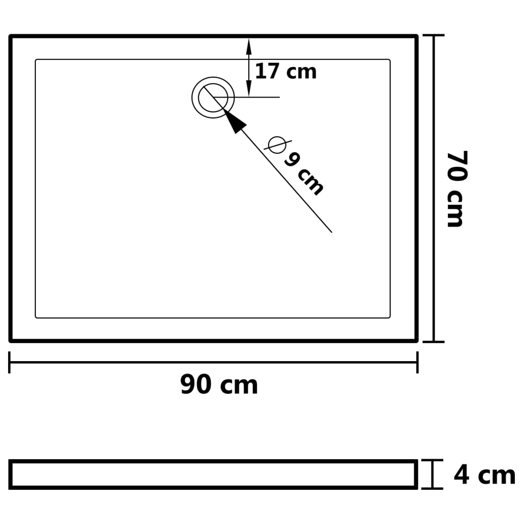 Douchebak met noppen 80x100x4 cm ABS wit