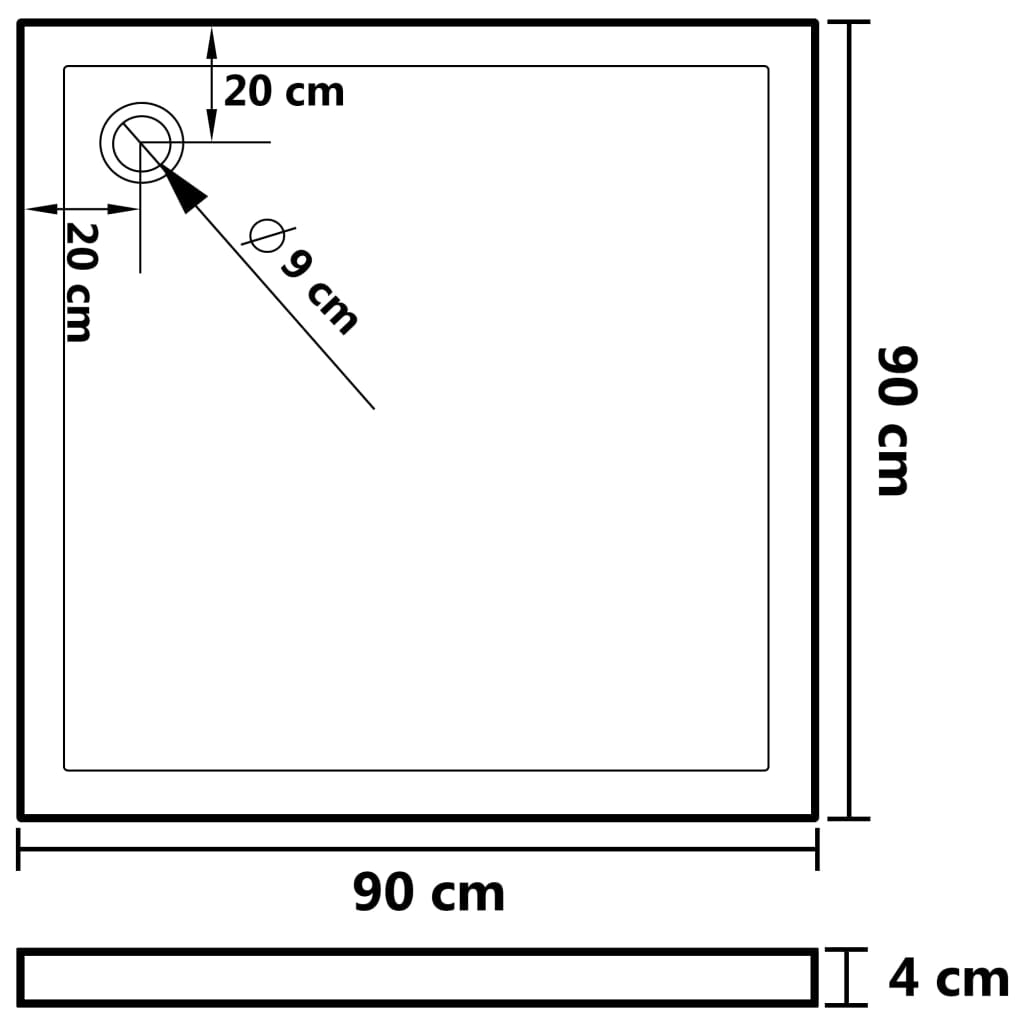 Douchebak met noppen 80x100x4 cm ABS wit