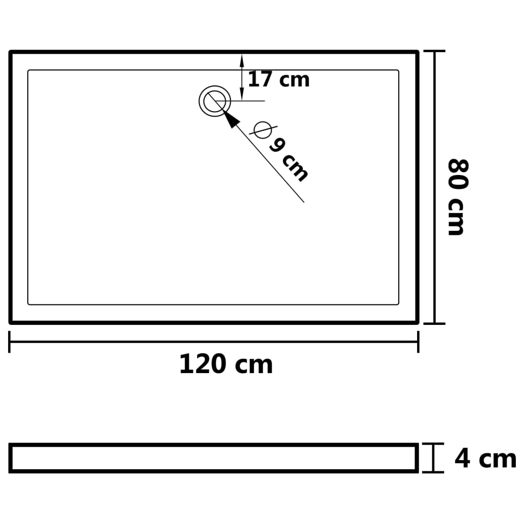 Douchebak met noppen 80x100x4 cm ABS wit