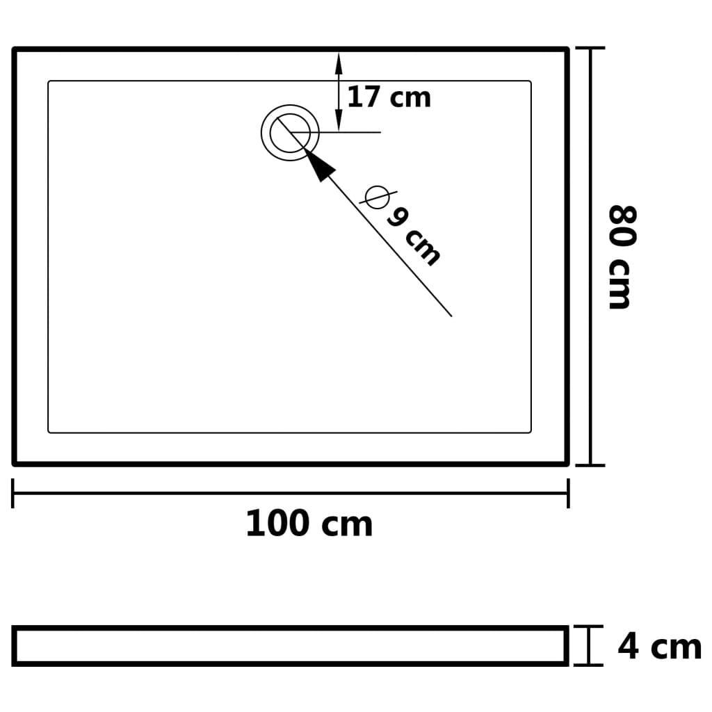 Douchebak vierkant 90x90 cm ABS