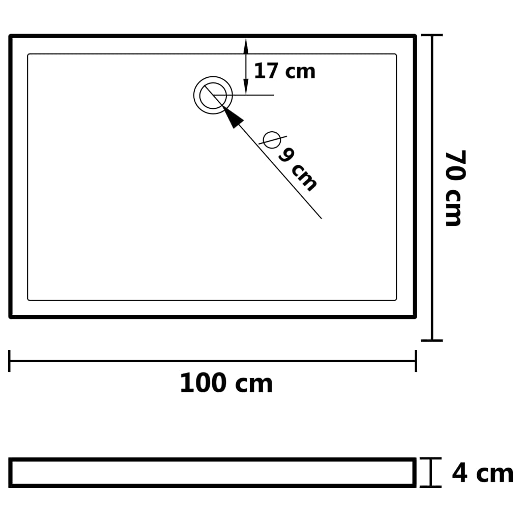 Douchebak vierkant 90x90 cm ABS