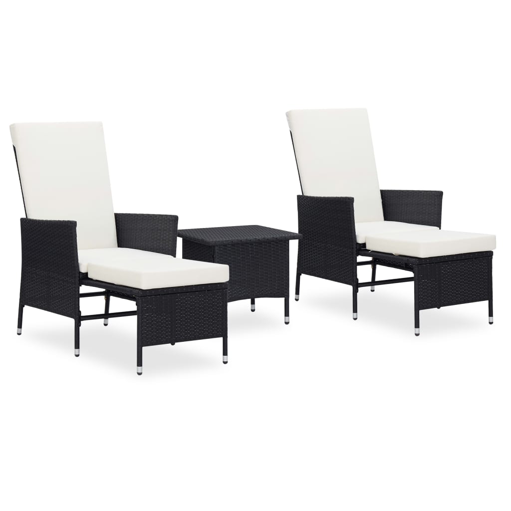 3-delige Loungeset met kussens poly rattan