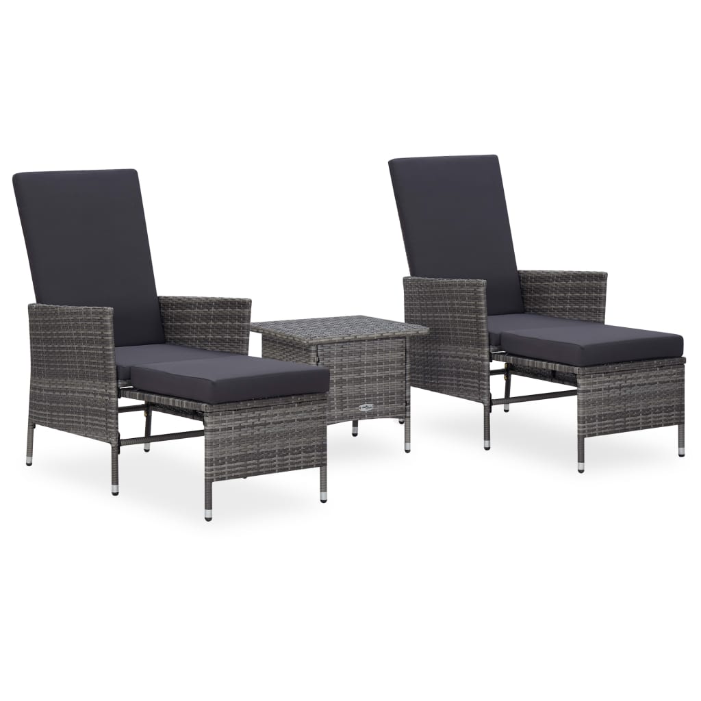 3-delige Loungeset met kussens poly rattan