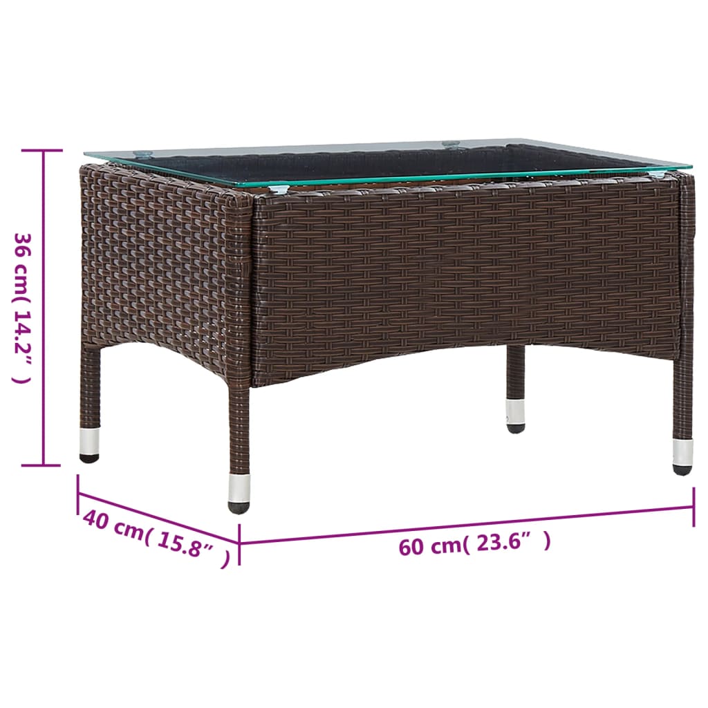 2-delige Loungeset met kussen poly rattan bruin