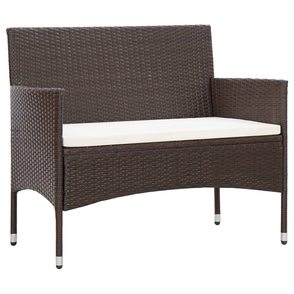 2-delige Loungeset met kussen poly rattan bruin