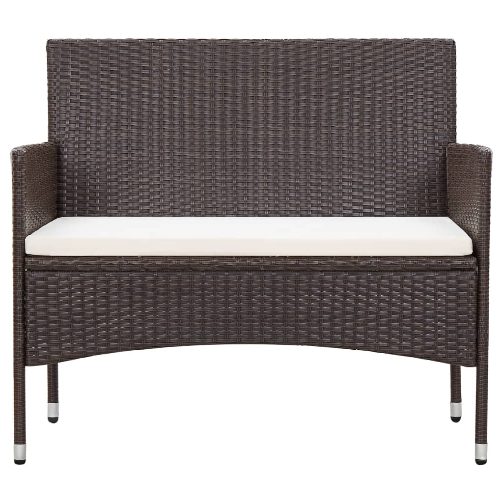 2-delige Loungeset met kussen poly rattan bruin