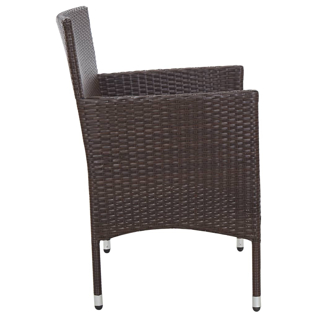 2-delige Loungeset met kussen poly rattan bruin