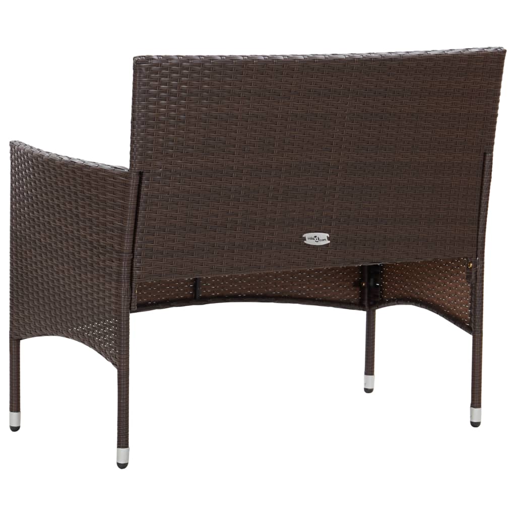 2-delige Loungeset met kussen poly rattan bruin