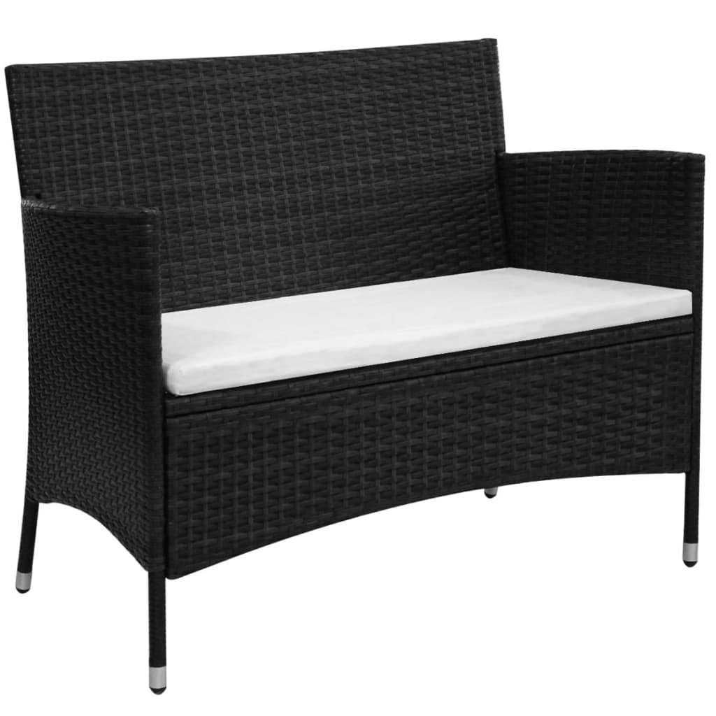 2-delige Loungeset met kussen poly rattan