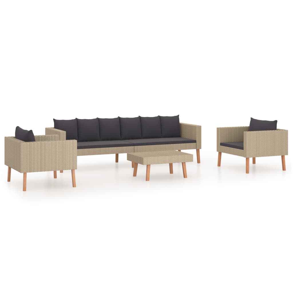 2-delige Loungeset met kussens poly rattan