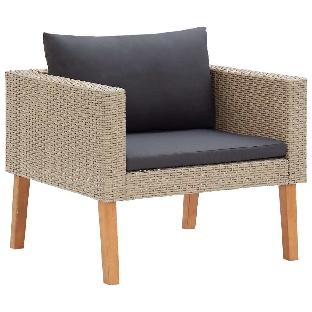 2-delige Loungeset met kussens poly rattan