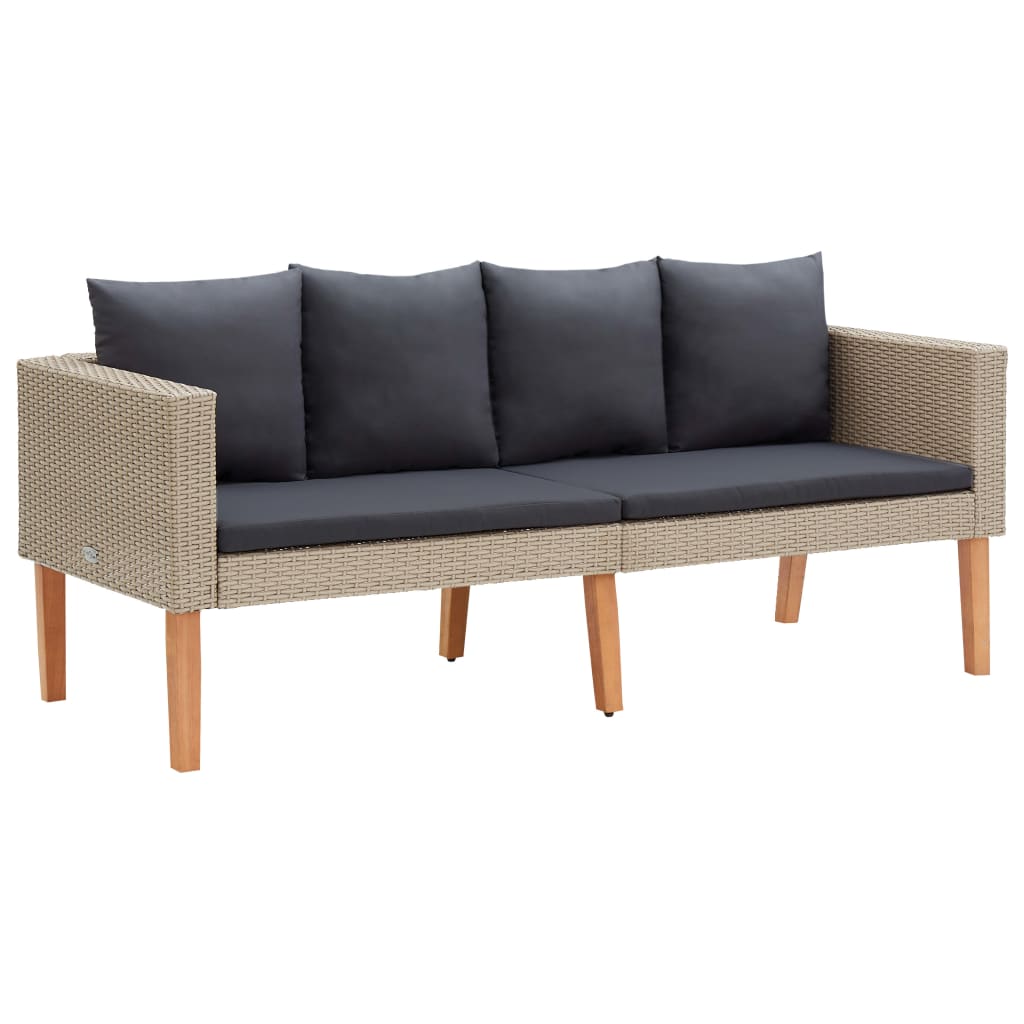 2-delige Loungeset met kussens poly rattan