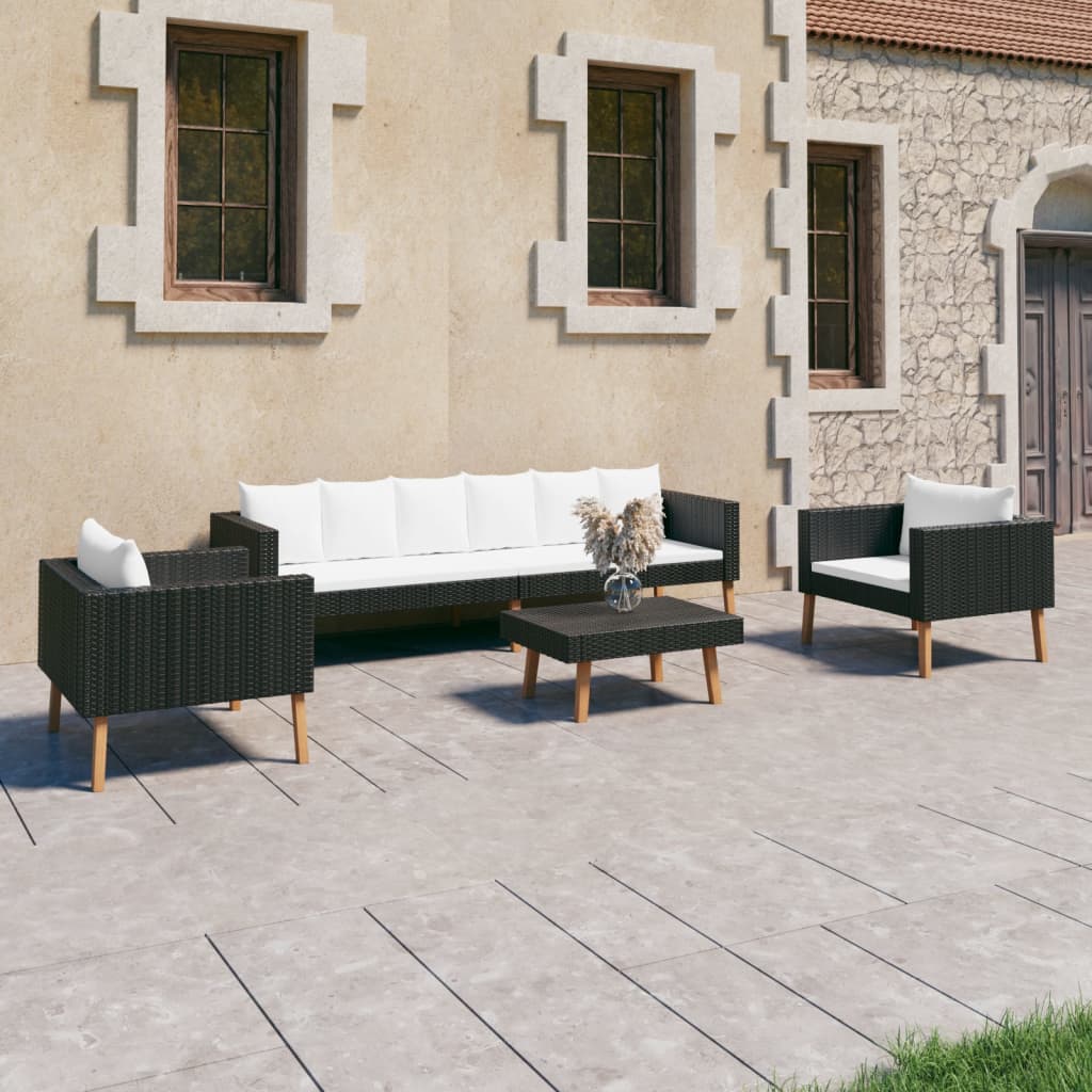 2-delige Loungeset met kussens poly rattan