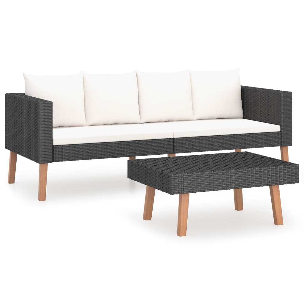 2-delige Loungeset met kussens poly rattan