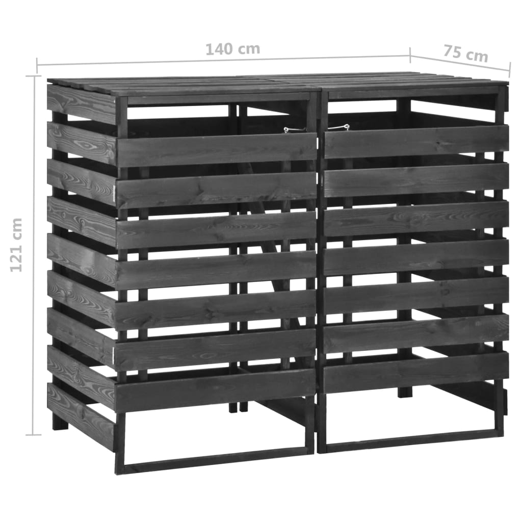 Containerberging dubbel 140x75x121 cm geverfd grenenhout