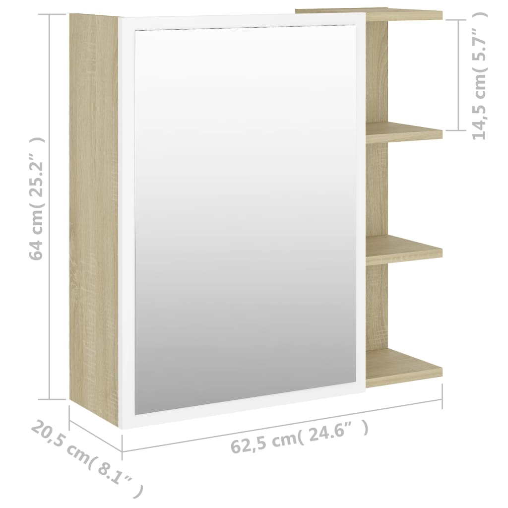 Badkamerspiegelkast 62,5x20,5x64 cm bewerkt hout