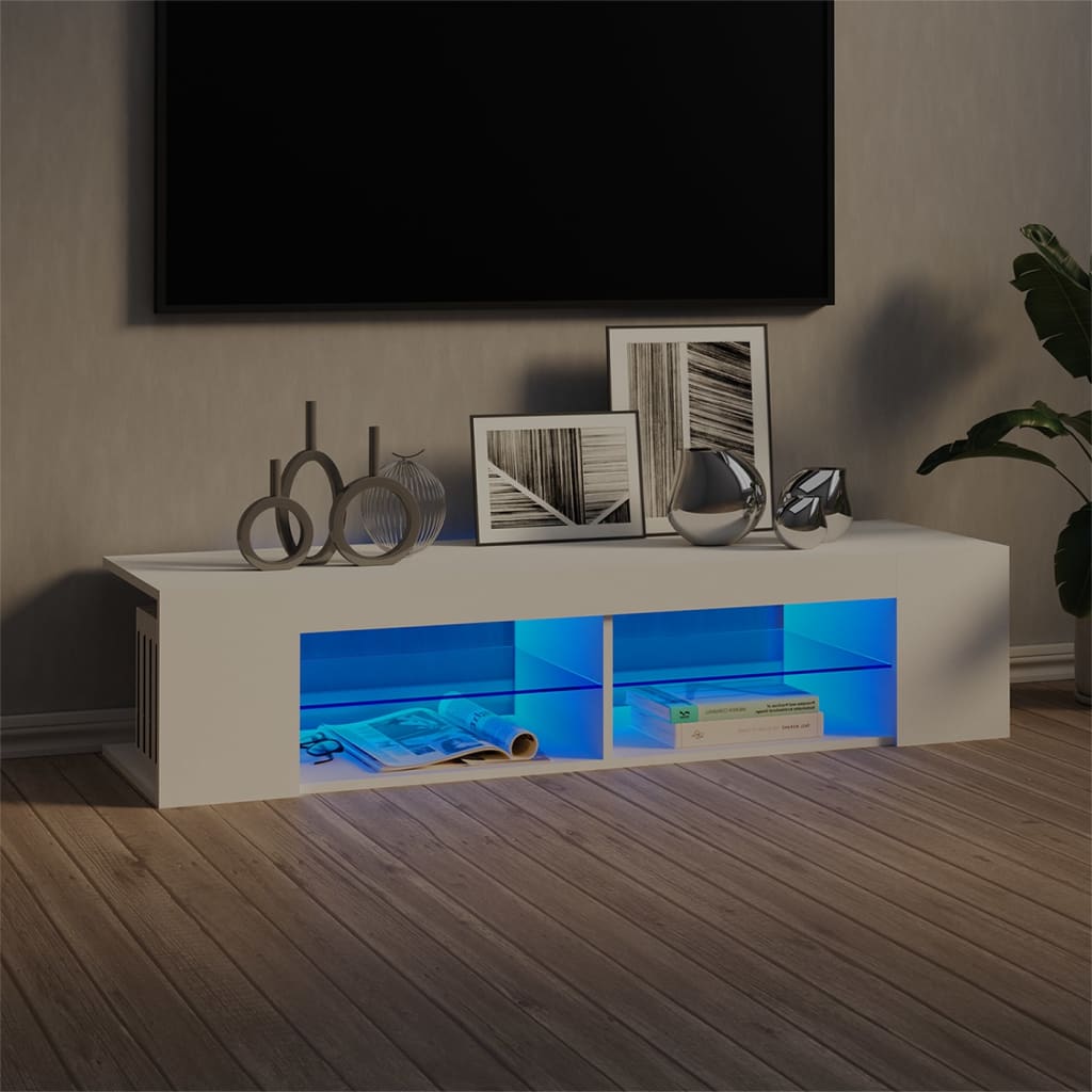 Tv-meubel met LED-verlichting 135x39x30 cm bruin eikenkleur