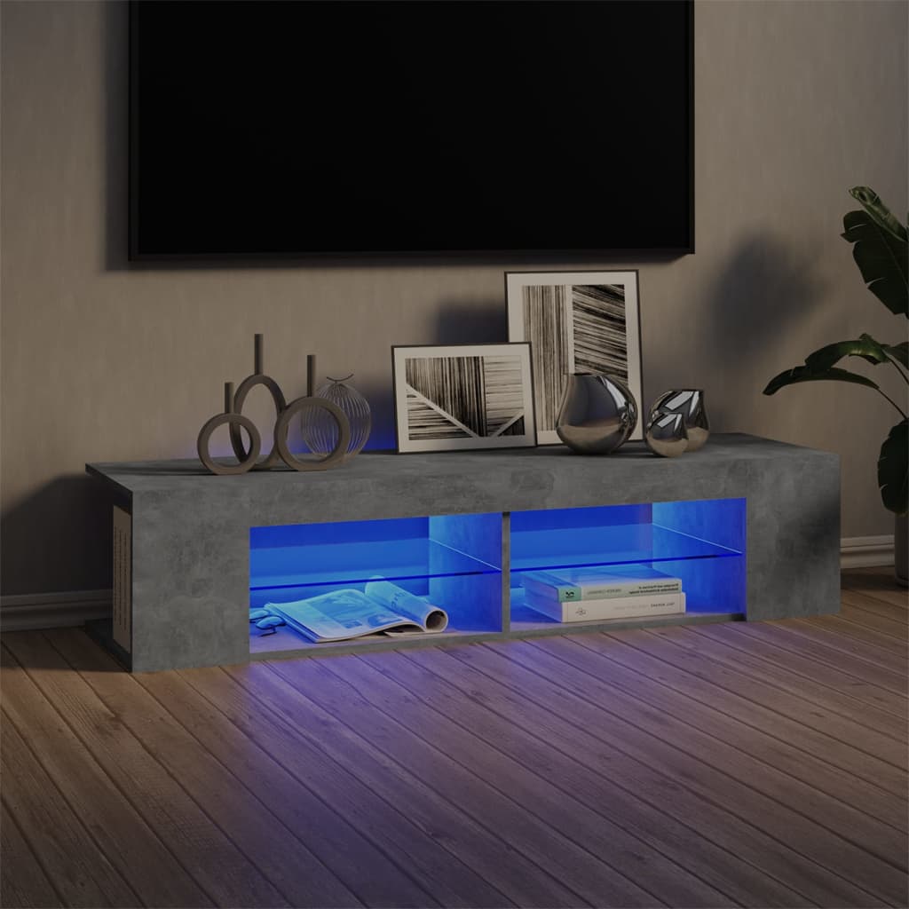 Tv-meubel met LED 135x39x30 cm bewerkt hout artisanaal eiken