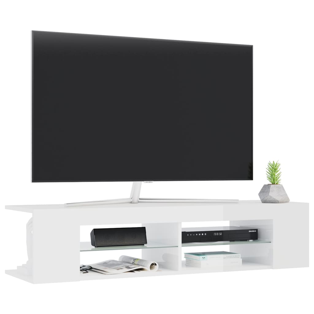 Tv-meubel met LED 135x39x30 cm bewerkt hout artisanaal eiken