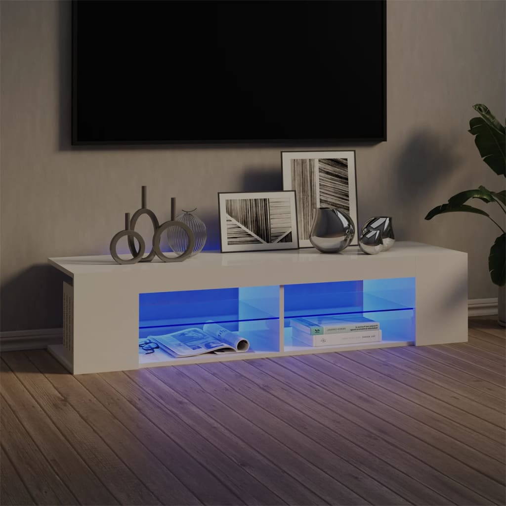 Tv-meubel met LED-verlichting 135x39x30 cm bruin eikenkleur