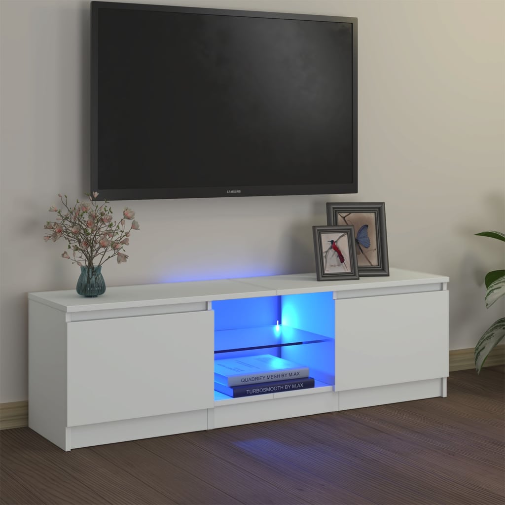 Tv-meubel met LED 140x40x35,5 cm bewerkt hout oud houtkleurig