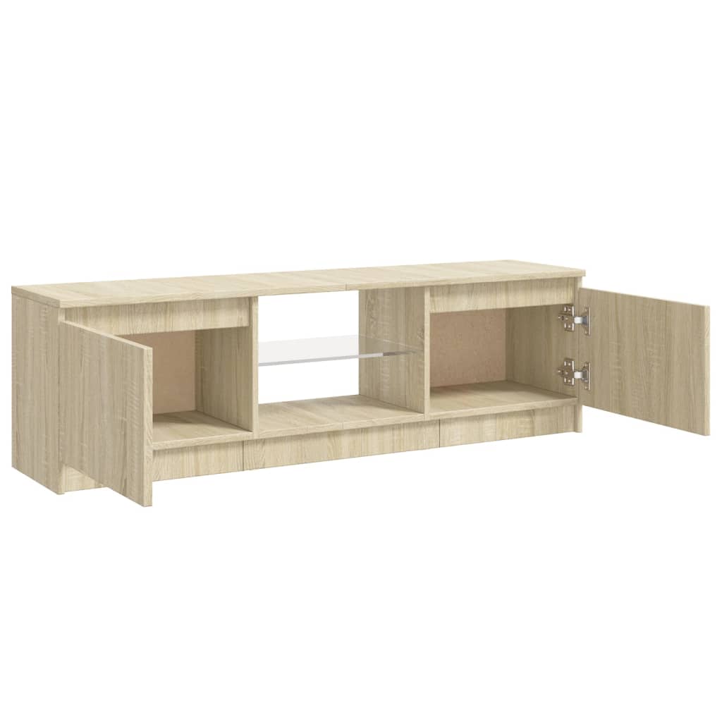 Tv-meubel met LED 140x40x35,5 cm bewerkt hout oud houtkleurig