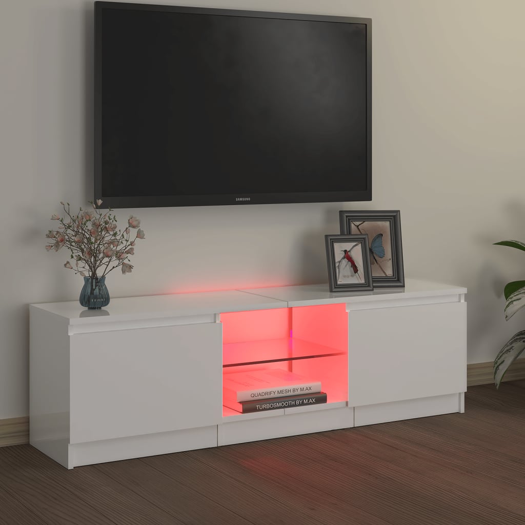 Tv-meubel met LED 140x40x35,5 cm bewerkt hout oud houtkleurig