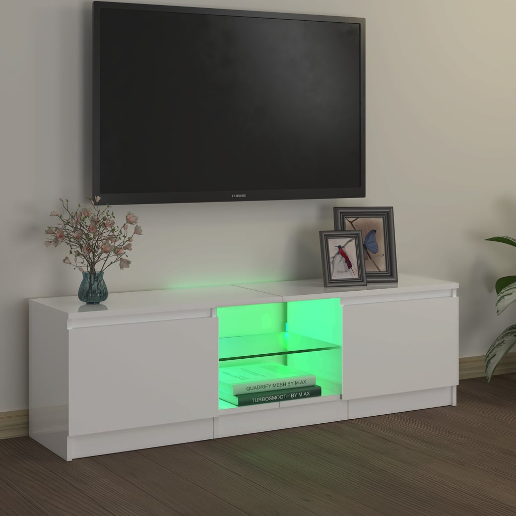 Tv-meubel met LED 140x40x35,5 cm bewerkt hout oud houtkleurig