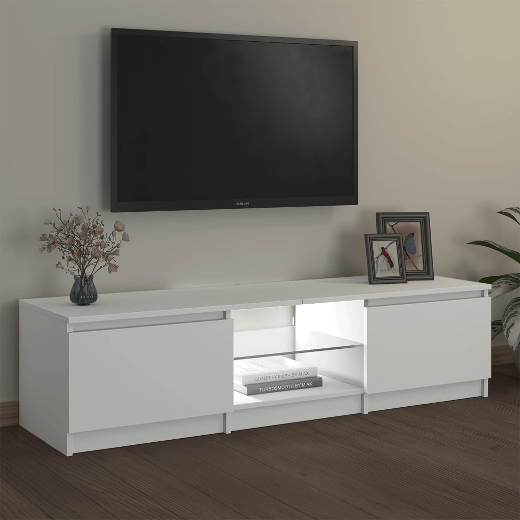 Tv-meubel met LED 140x40x35,5 cm bewerkt hout oud houtkleurig