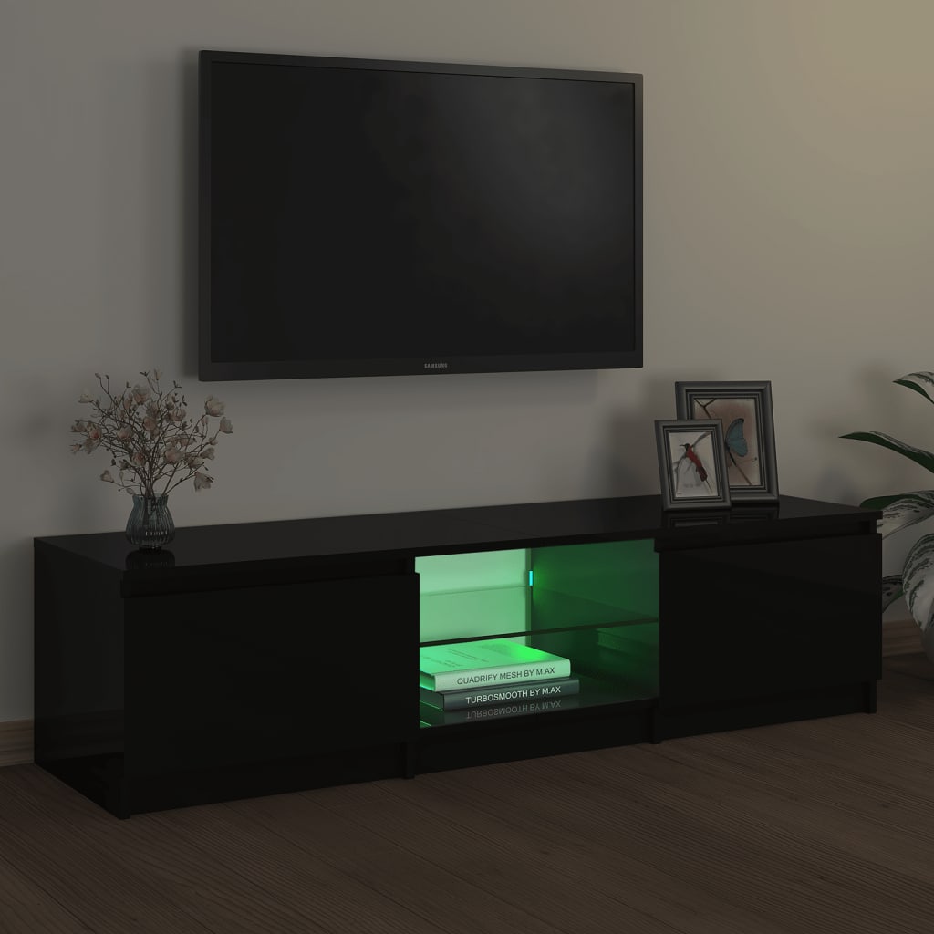 Tv-meubel met LED 140x40x35,5 cm bewerkt hout oud houtkleurig