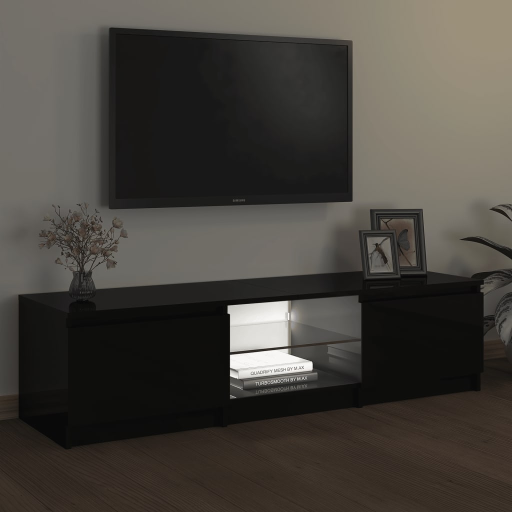 Tv-meubel met LED 140x40x35,5 cm bewerkt hout oud houtkleurig