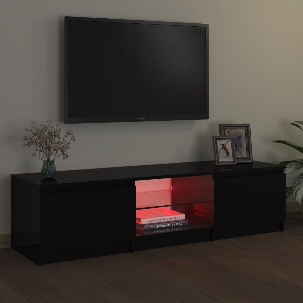 Tv-meubel met LED-verlichting 140x40x35,5 cm bruin eikenkleur