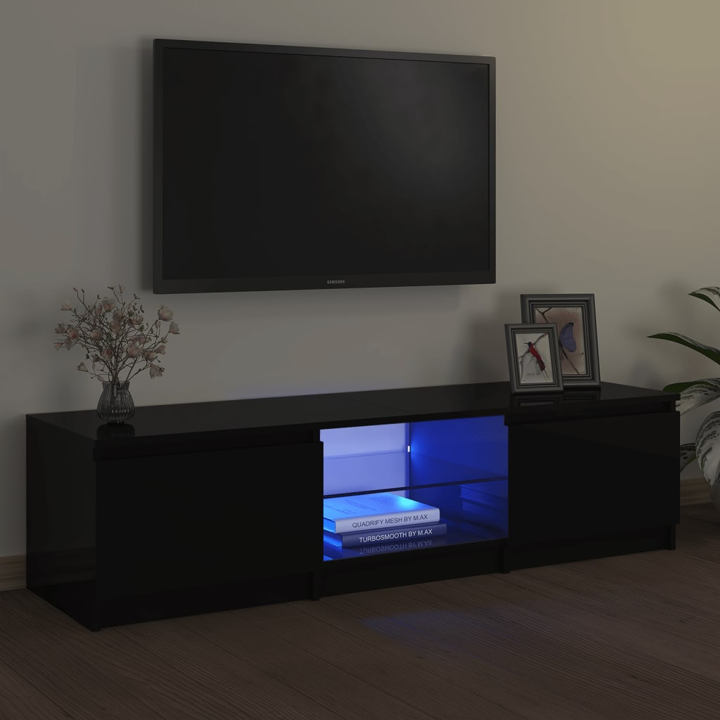 Tv-meubel met LED 140x40x35,5 cm bewerkt hout oud houtkleurig