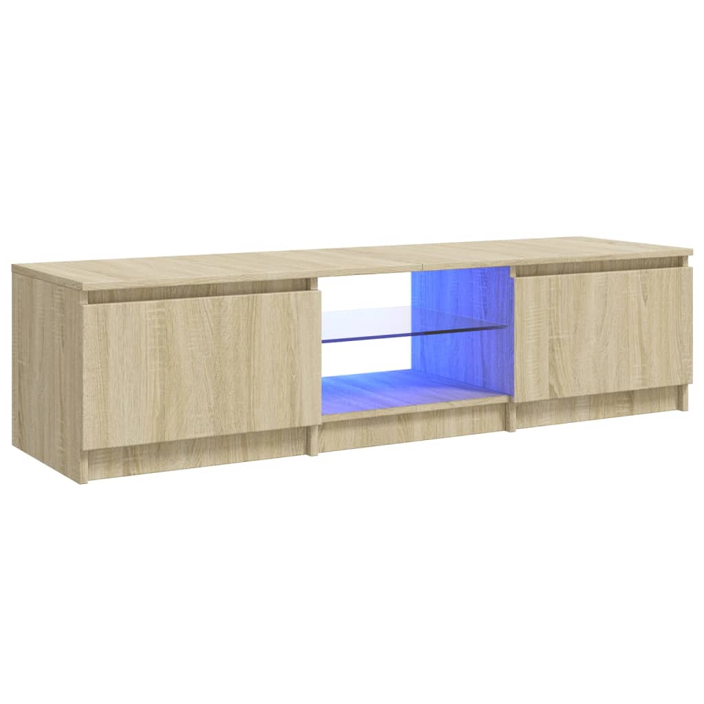 Tv-meubel met LED 140x40x35,5 cm bewerkt hout oud houtkleurig