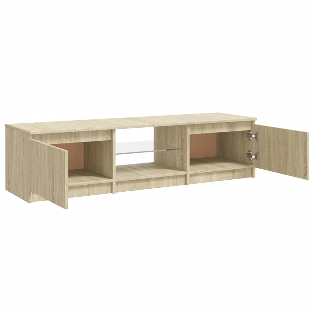 Tv-meubel met LED 140x40x35,5 cm bewerkt hout oud houtkleurig