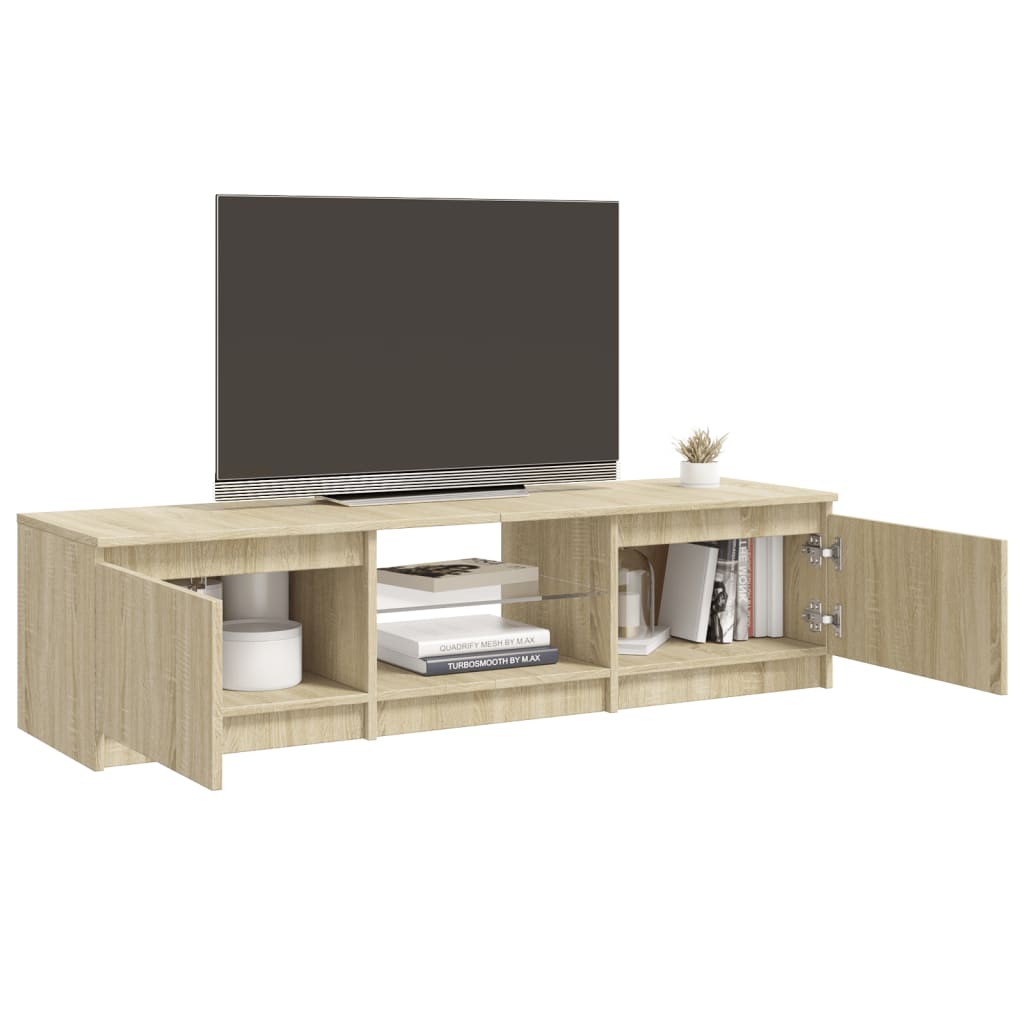 Tv-meubel met LED 140x40x35,5 cm bewerkt hout oud houtkleurig