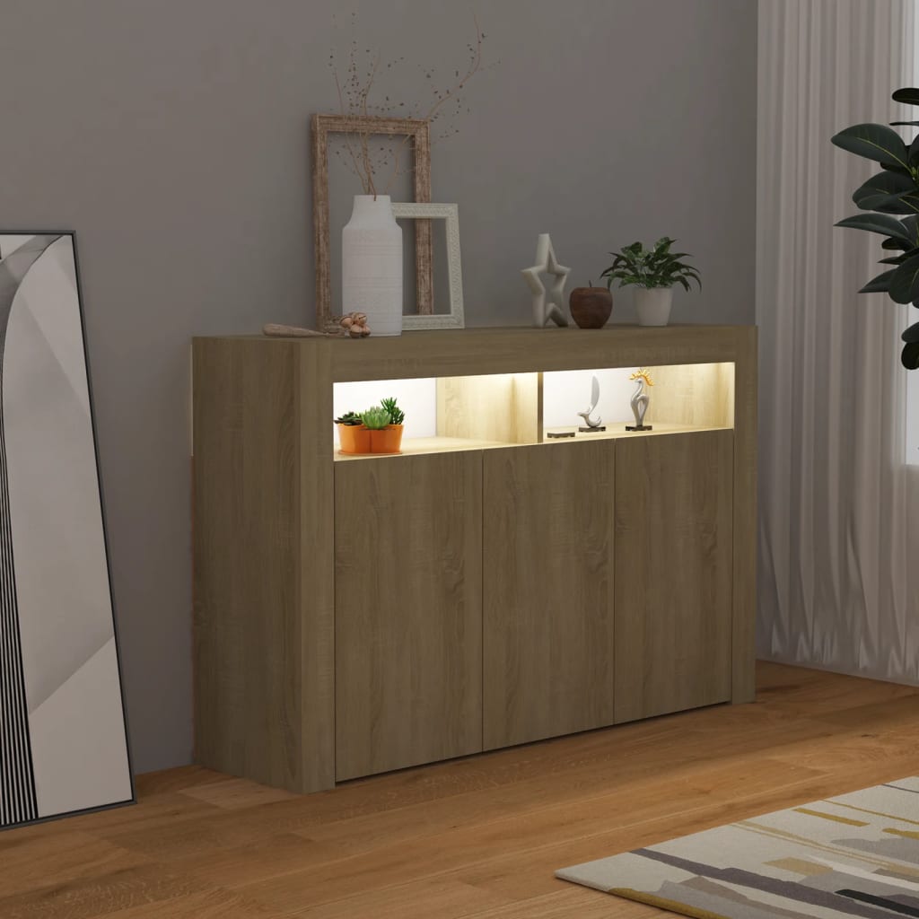 Dressoir met LED-verlichting 115,5x30x75 cm