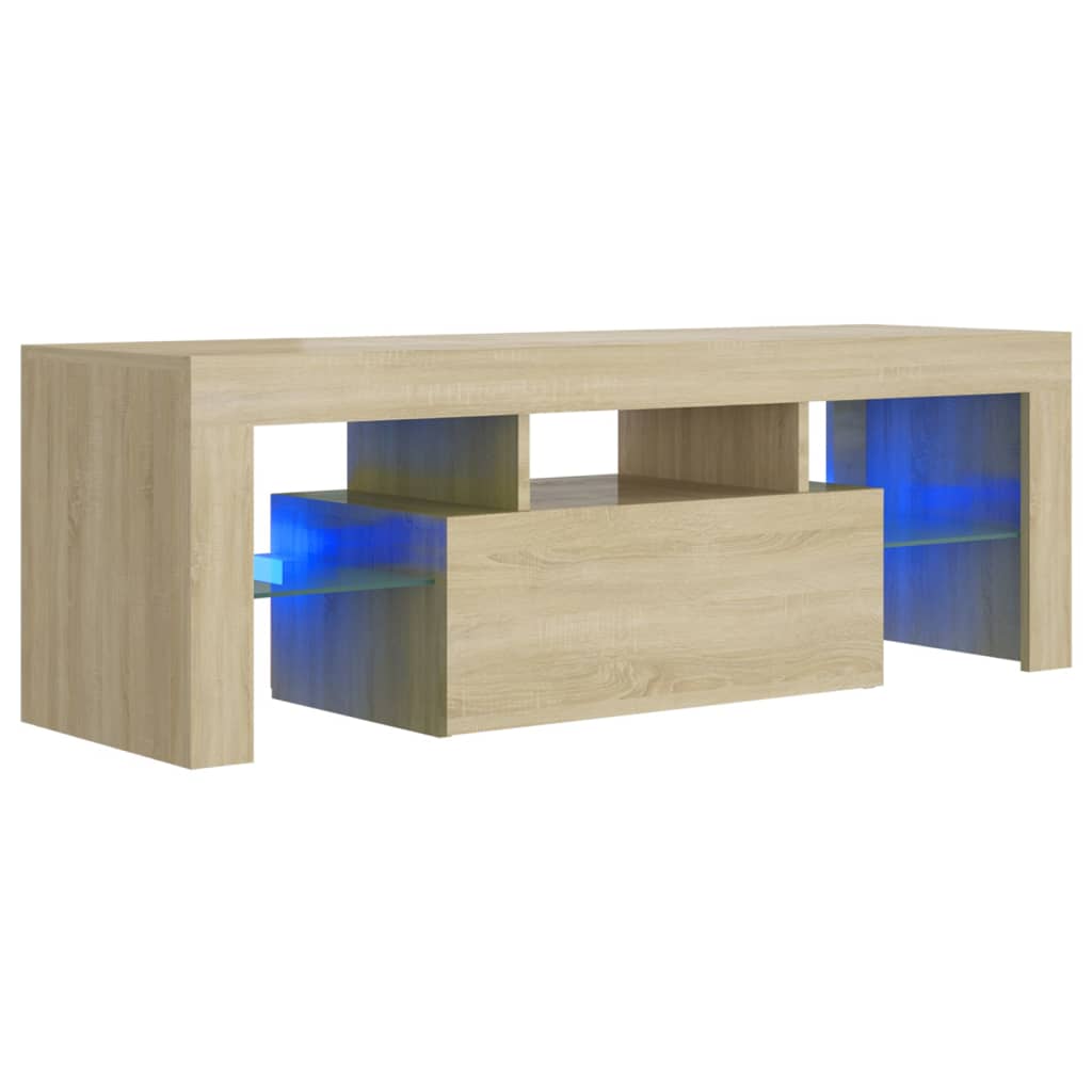 Tv-meubel met LED-verlichting 120x35x40cm eikenkleurig