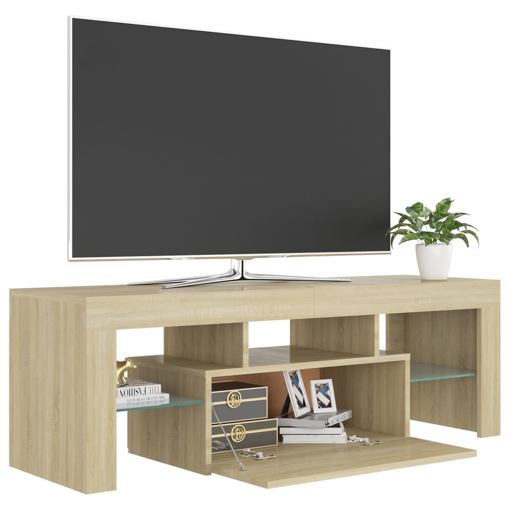 Tv-meubel met LED 120x36,5x40 cm bewerkt hout oud hout