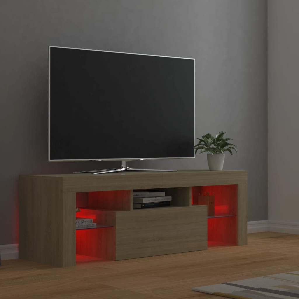 Tv-meubel met LED 120x36,5x40 cm bewerkt hout oud hout