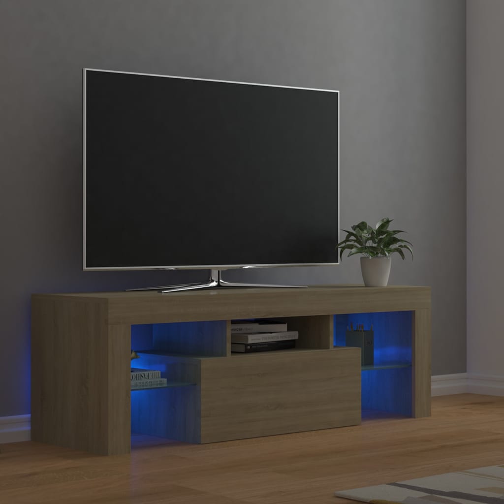 Tv-meubel met LED-verlichting 120x35x40cm eikenkleurig