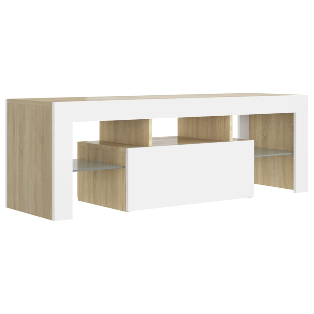 Tv-meubel met LED-verlichting 120x35x40cm eikenkleurig