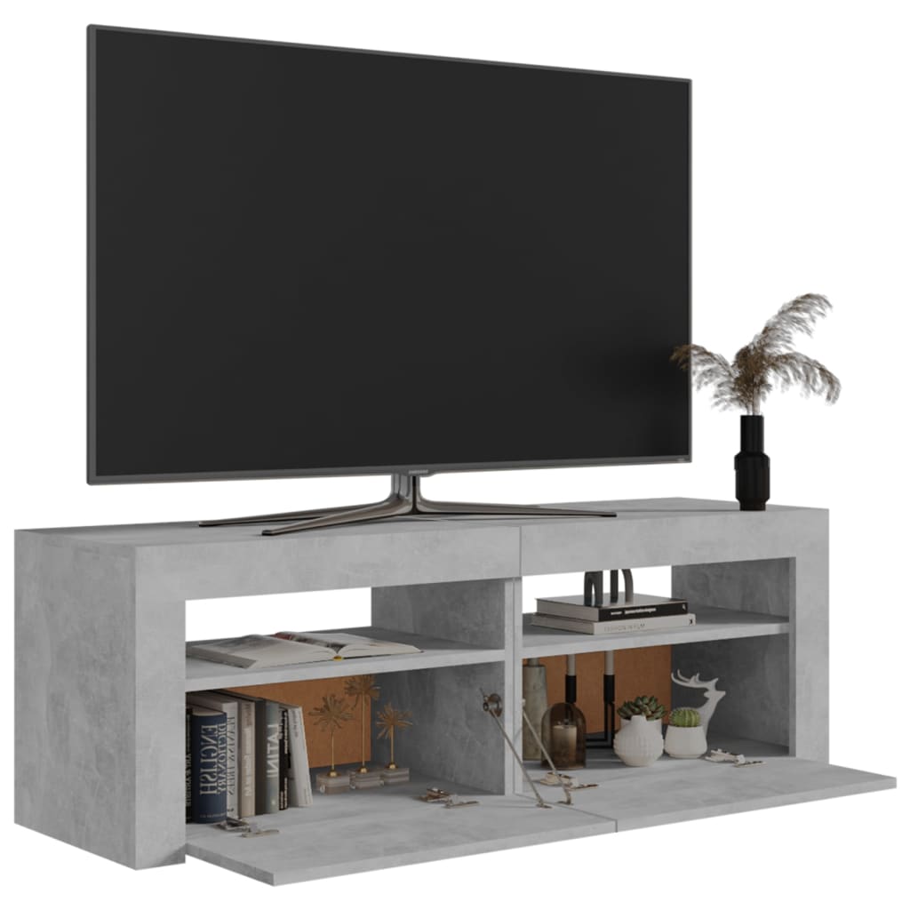 Tv-meubel met LED 120x35x40 cm bewerkt hout artisanaal eiken