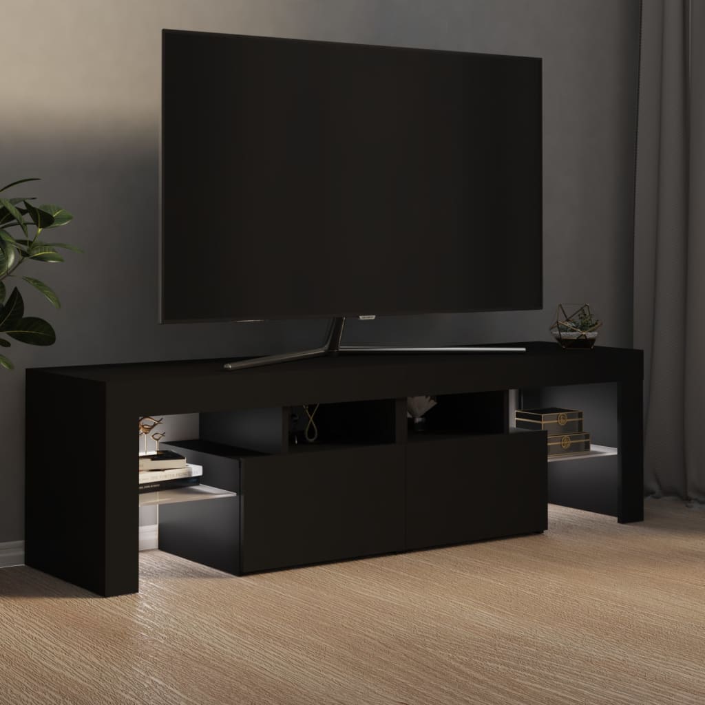 Tv-meubel met LED 140x36,5x40 cm bewerkt hout oud hout