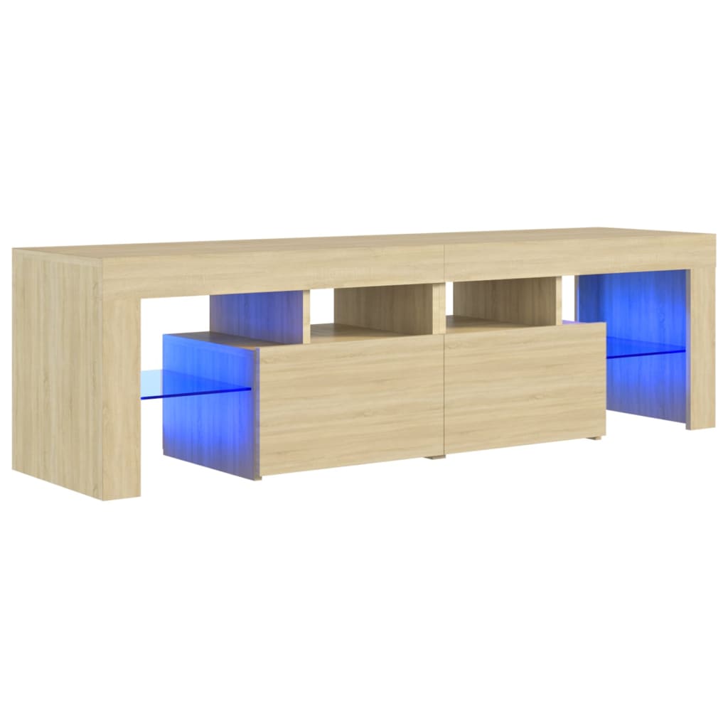 Tv-meubel met LED 140x36,5x40 cm bewerkt hout oud hout