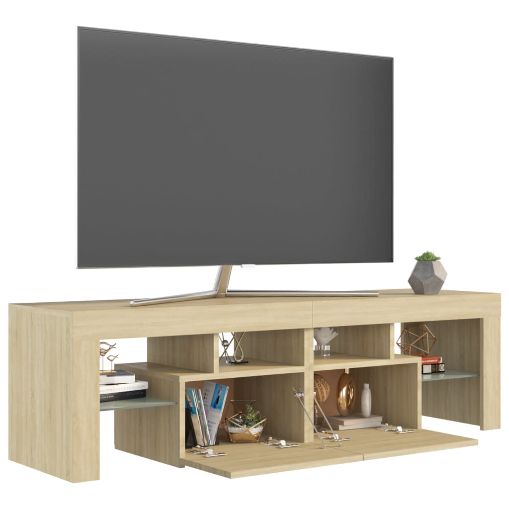 Tv-meubel LED-verlichting 140x36,5x40 cm eikenkleurig