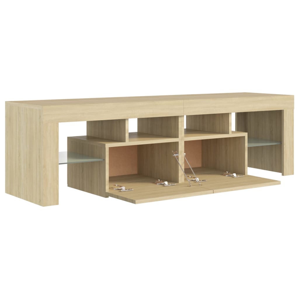 Tv-meubel met LED 140x36,5x40 cm bewerkt hout oud hout